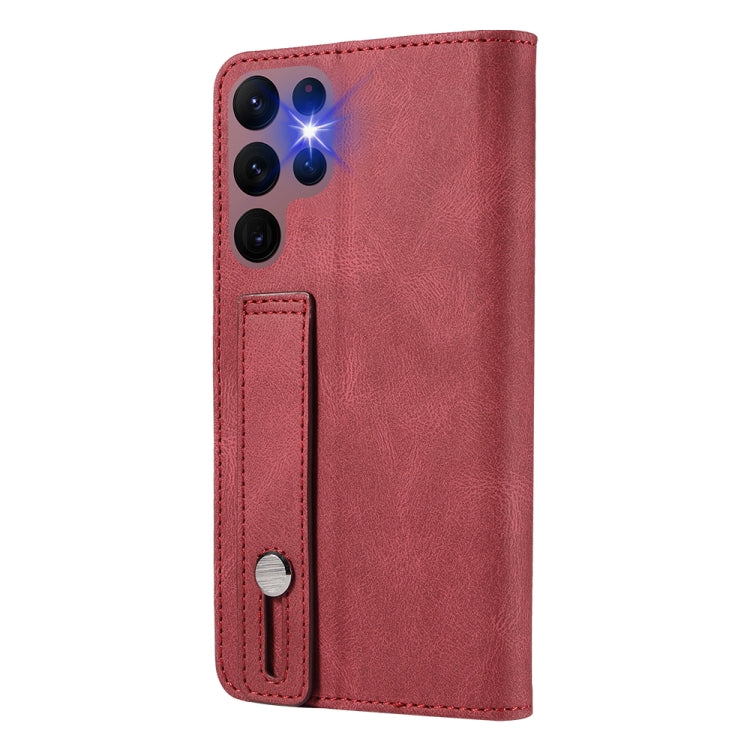 For Samsung Galaxy S22 Ultra 5G Wristband Magnetic Leather Phone Case