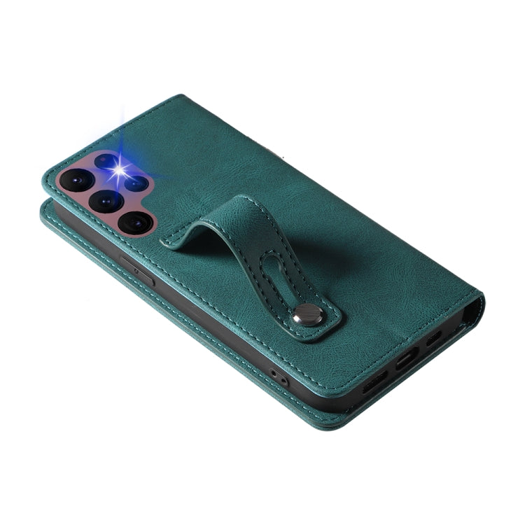 For Samsung Galaxy S22 Ultra 5G Wristband Magnetic Leather Phone Case