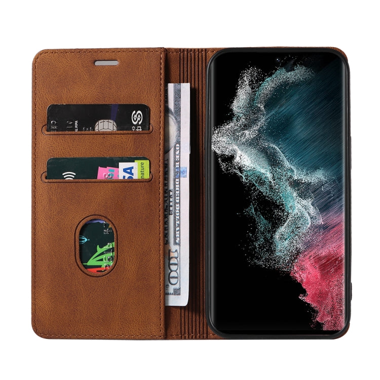 For Samsung Galaxy S22 Ultra 5G Wristband Magnetic Leather Phone Case