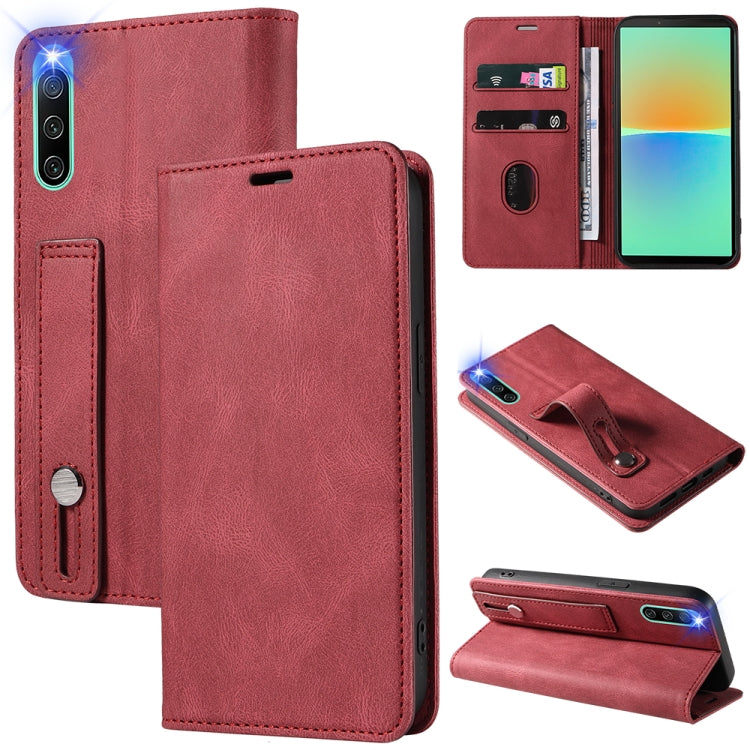 For Sony Xperia 10 IV Wristband Magnetic Leather Phone Case