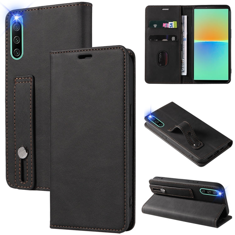 For Sony Xperia 10 IV Wristband Magnetic Leather Phone Case