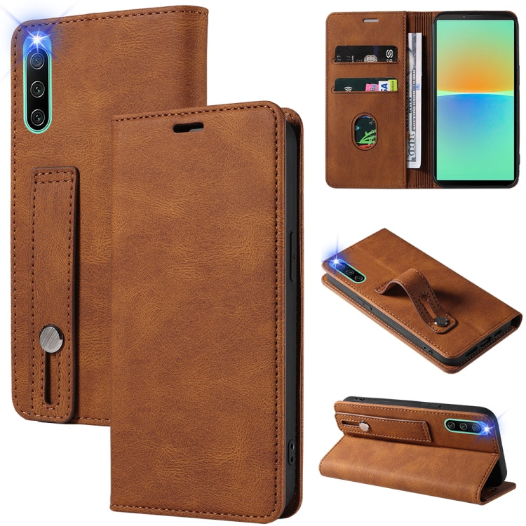 For Sony Xperia 10 IV Wristband Magnetic Leather Phone Case