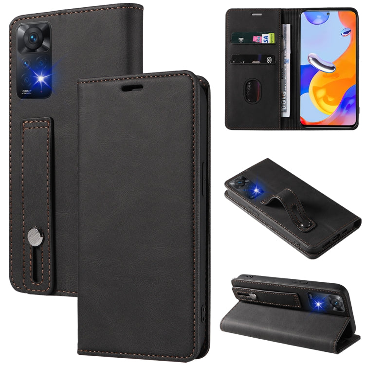 For Xiaomi Redmi Note 11 Global Wristband Magnetic Leather Phone Case