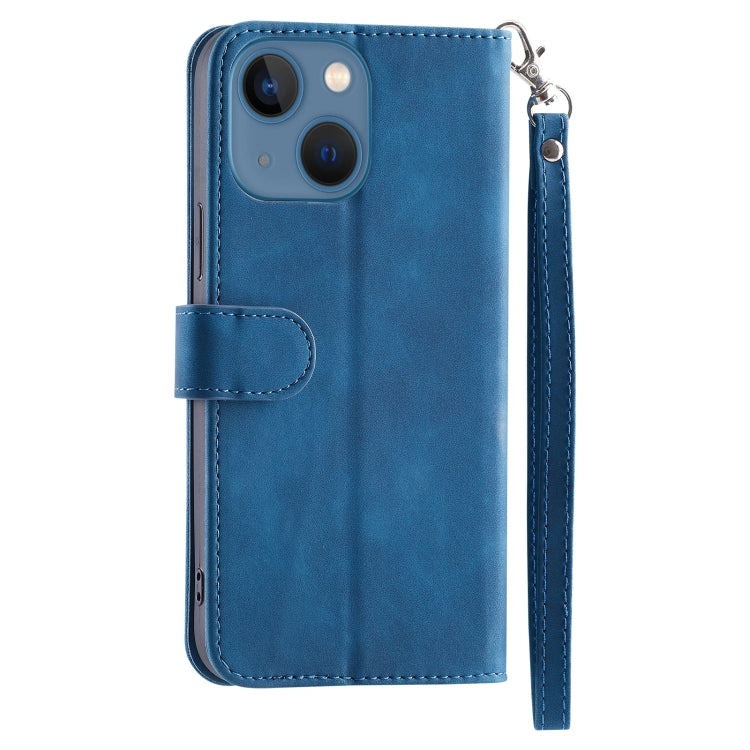 For iPhone 13 9 Card Slots Splicing Magnetic Leather Flip Case