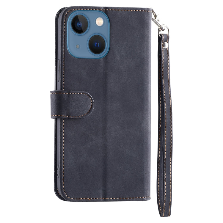 For iPhone 13 9 Card Slots Splicing Magnetic Leather Flip Case