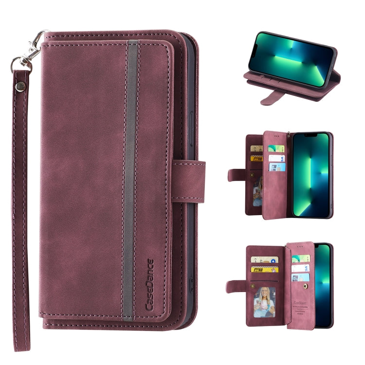 For iPhone 13 9 Card Slots Splicing Magnetic Leather Flip Case