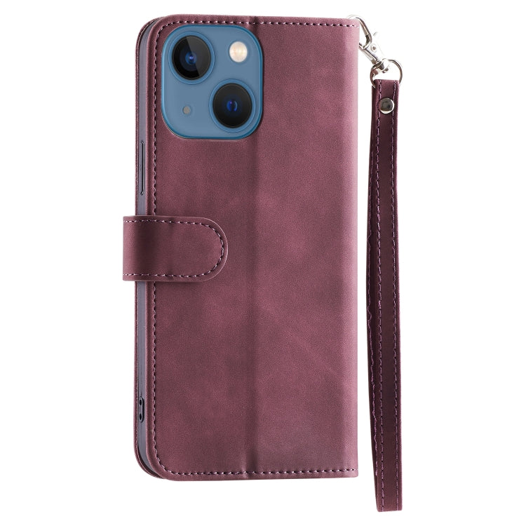 For iPhone 13 9 Card Slots Splicing Magnetic Leather Flip Case