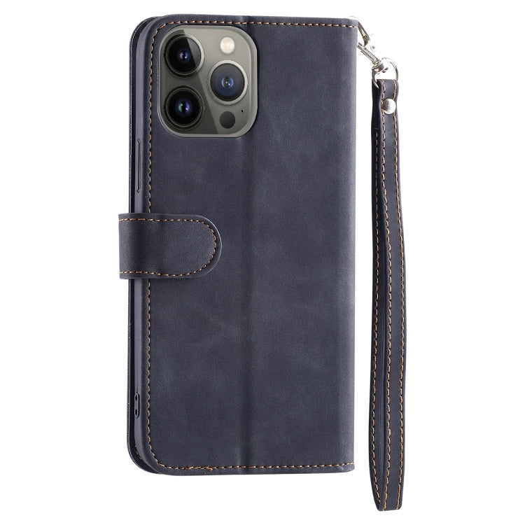 For iPhone 12 Pro Max 9 Card Slots Splicing Magnetic Leather Flip Case