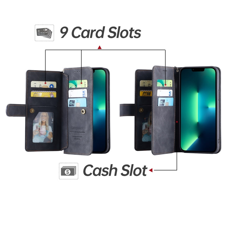 For iPhone 12 Pro Max 9 Card Slots Splicing Magnetic Leather Flip Case