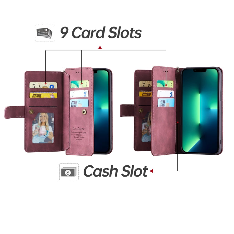 For iPhone 11 Pro Max 9 Card Slots Splicing Magnetic Leather Flip Case