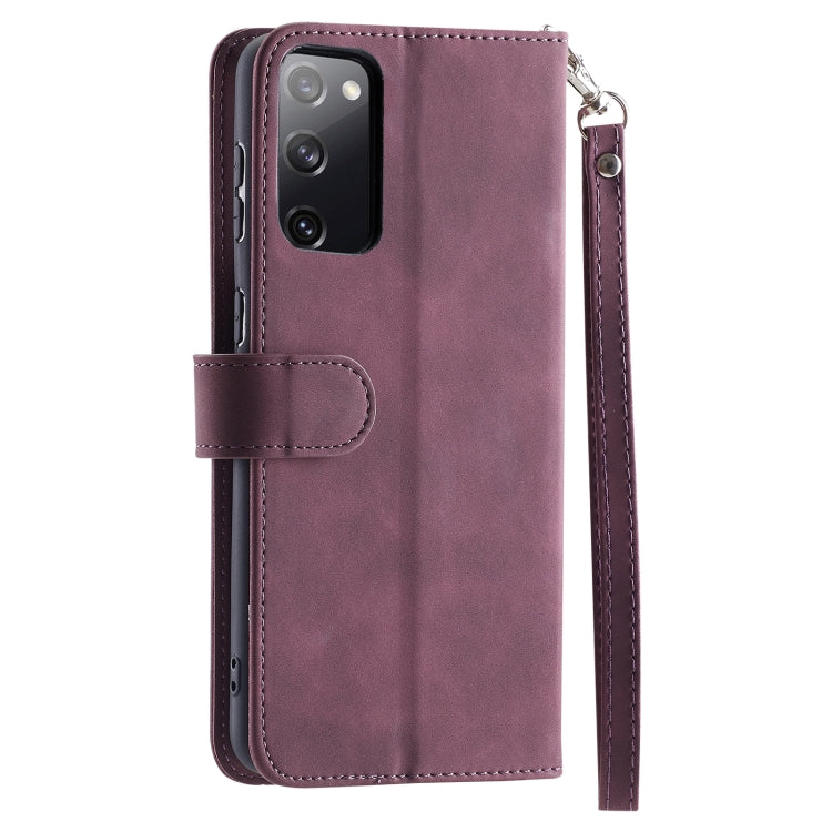 For Samsung Galaxy S20 FE 9 Card Slots Splicing Magnetic Leather Flip Phone Case