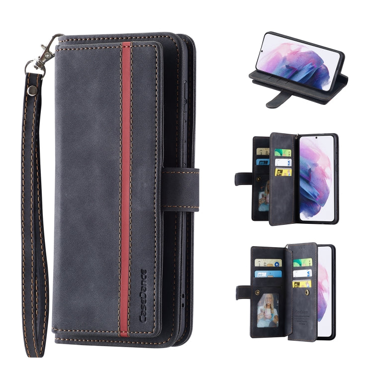 For Samsung Galaxy S21+ 5G 9 Card Slots Splicing Magnetic Leather Flip Phone Case