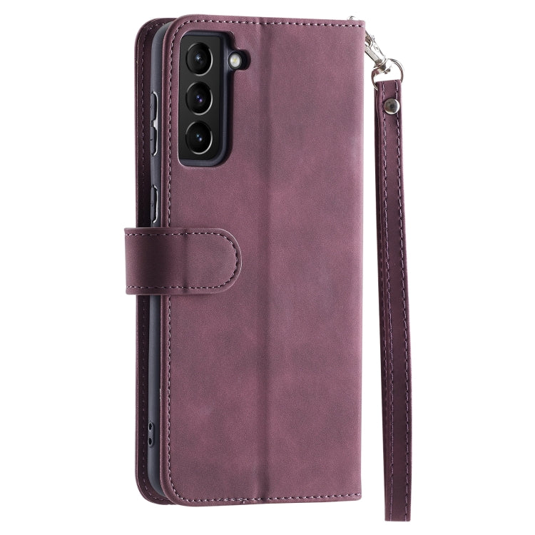 For Samsung Galaxy S22+ 5G 9 Card Slots Splicing Magnetic Leather Flip Phone Case