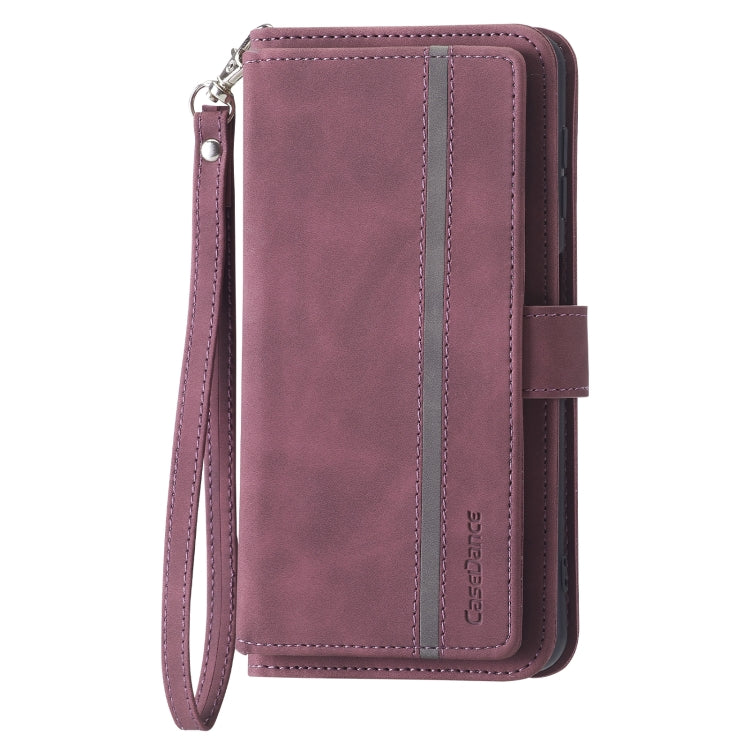 For Samsung Galaxy A22 4G 9 Card Slots Splicing Magnetic Leather Flip Phone Case(Wine Red)