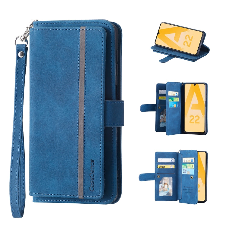 For Samsung Galaxy A22 5G 9 Card Slots Splicing Magnetic Leather Flip Phone Case