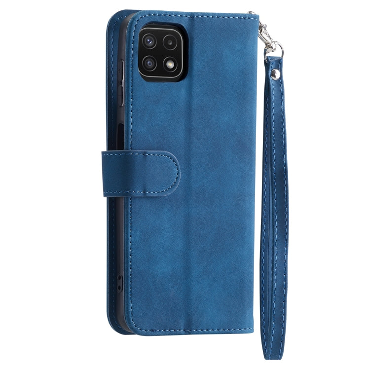 For Samsung Galaxy A22 5G 9 Card Slots Splicing Magnetic Leather Flip Phone Case