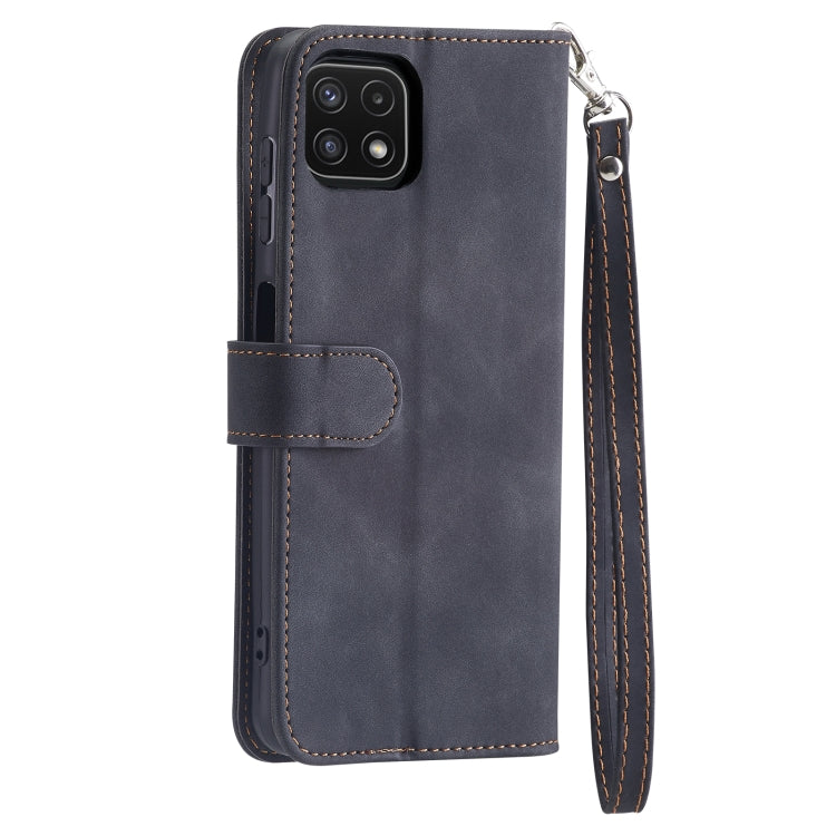 For Samsung Galaxy A22 5G 9 Card Slots Splicing Magnetic Leather Flip Phone Case