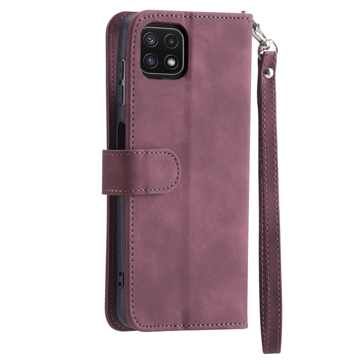 For Samsung Galaxy A22 5G 9 Card Slots Splicing Magnetic Leather Flip Phone Case