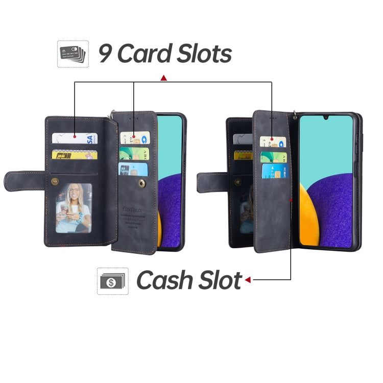For Samsung Galaxy A33 5G 9 Card Slots Splicing Magnetic Leather Flip Phone Case