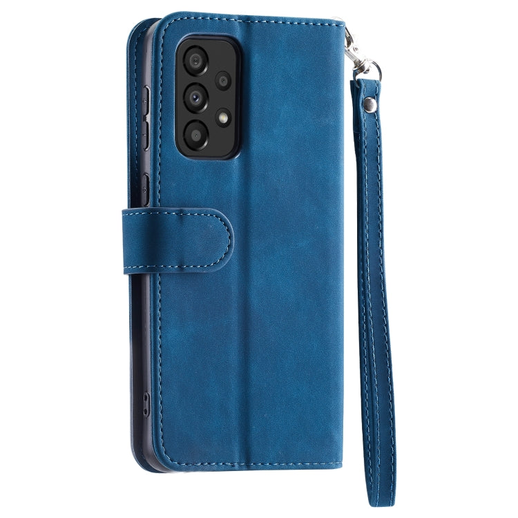 For Samsung Galaxy A53 5G 9 Card Slots Splicing Magnetic Leather Flip Phone Case(Blue)