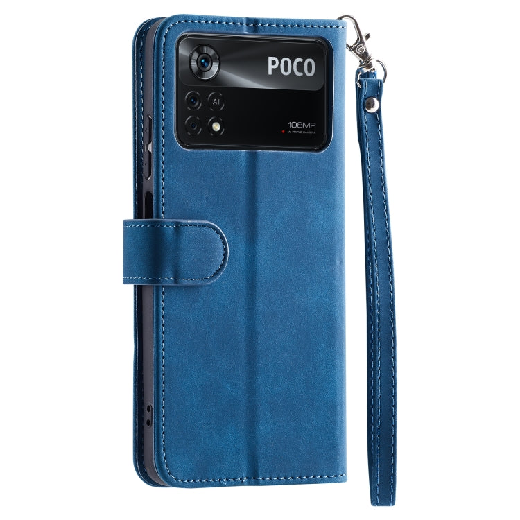 For Xiaomi Poco X4 Pro 5G 9 Card Slots Splicing Magnetic Leather Flip Phone Case