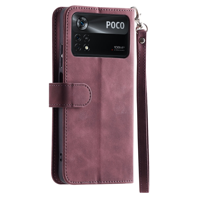 For Xiaomi Poco X4 Pro 5G 9 Card Slots Splicing Magnetic Leather Flip Phone Case