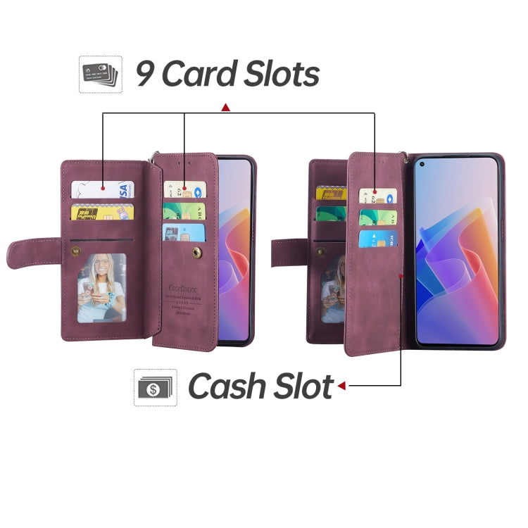 For OPPO A54 5G/A74 5G/A93 5G 9 Card Slots Splicing Magnetic Leather Flip Phone Case