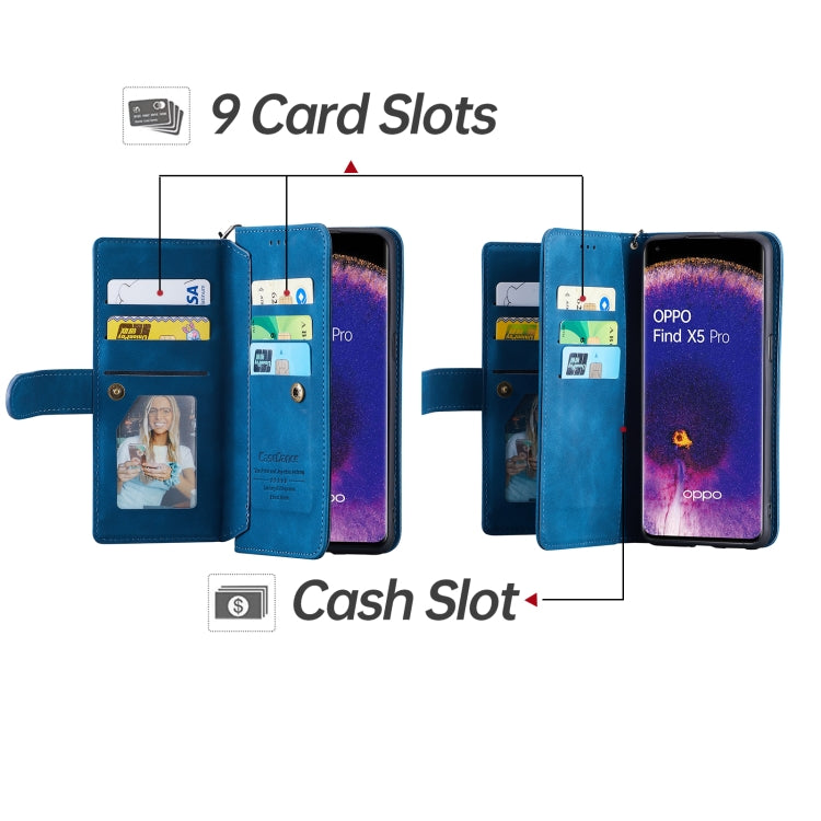 For OPPO Find X5 Pro 9 Card Slots Splicing Magnetic Leather Flip Phone Case