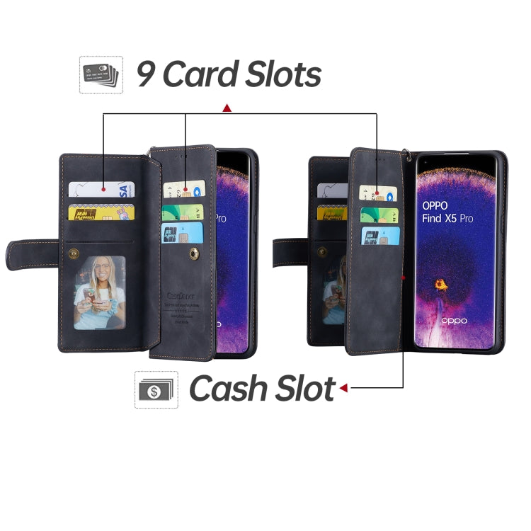 For OPPO Find X5 Pro 9 Card Slots Splicing Magnetic Leather Flip Phone Case
