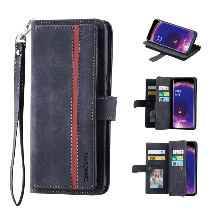 For OPPO Find X5 Lite / Reno7 5G 9 Card Slots Splicing Magnetic Leather Flip Phone Case