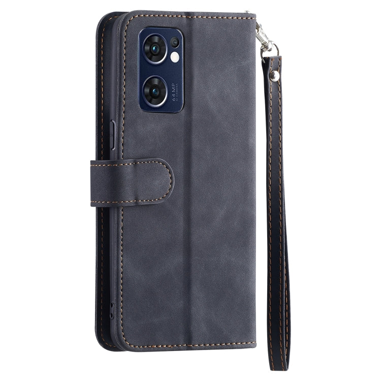 For OPPO Find X5 Lite / Reno7 5G 9 Card Slots Splicing Magnetic Leather Flip Phone Case