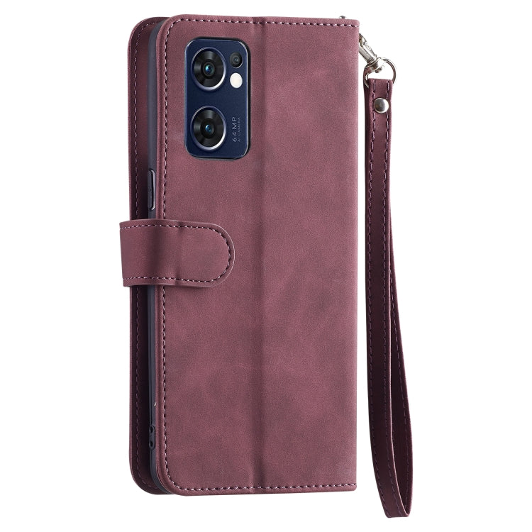 For OPPO Find X5 Lite / Reno7 5G 9 Card Slots Splicing Magnetic Leather Flip Phone Case