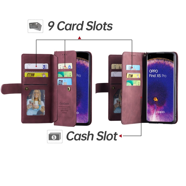 For OPPO Find X5 Lite / Reno7 5G 9 Card Slots Splicing Magnetic Leather Flip Phone Case