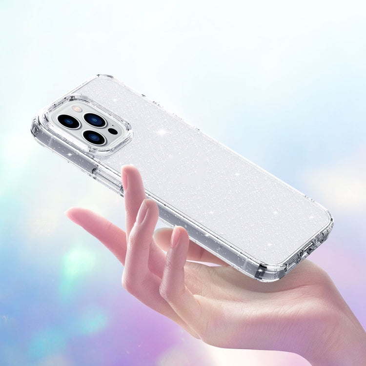 For iPhone 14 Crystal Clear Glitter Airbag Phone Case