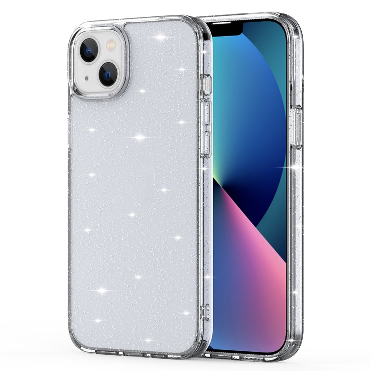 For iPhone 14 Plus Crystal Clear Glitter Airbag Phone Case
