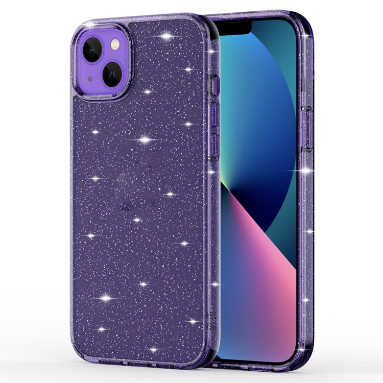For iPhone 14 Plus Crystal Clear Glitter Airbag Phone Case