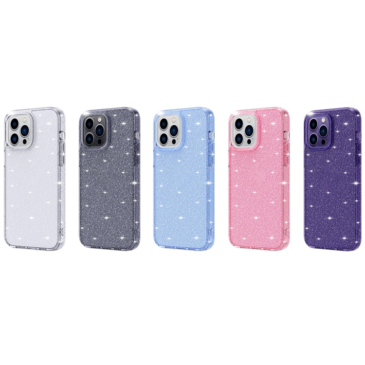 For iPhone 14 Plus Crystal Clear Glitter Airbag Phone Case