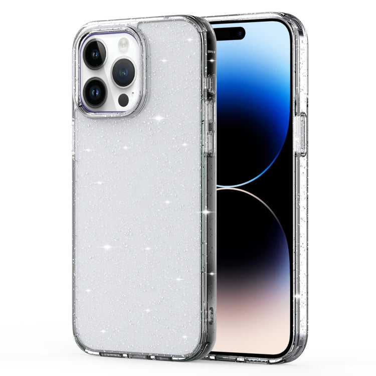 For iPhone 14 Pro Max Crystal Clear Glitter Airbag Phone Case