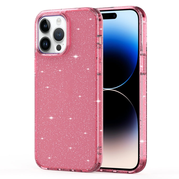 For iPhone 14 Pro Max Crystal Clear Glitter Airbag Phone Case