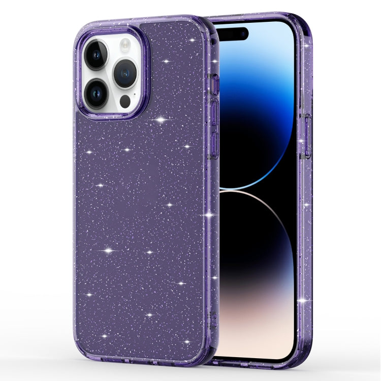 For iPhone 14 Pro Max Crystal Clear Glitter Airbag Phone Case