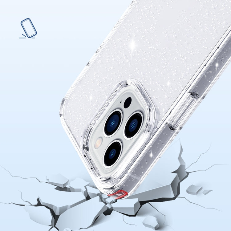 For iPhone 14 Pro Max Crystal Clear Glitter Airbag Phone Case