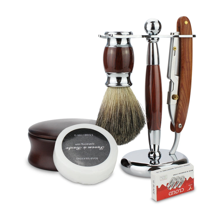 FK-3 Men Folding Manual Shaving Razor Kit with Shaving Brush / Bowl / Soap / Brush Stand / Blades