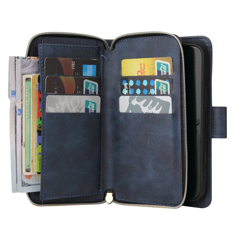 For iPhone 14 Plus 9 Card Slots Zipper Wallet Bag Leather Phone Case