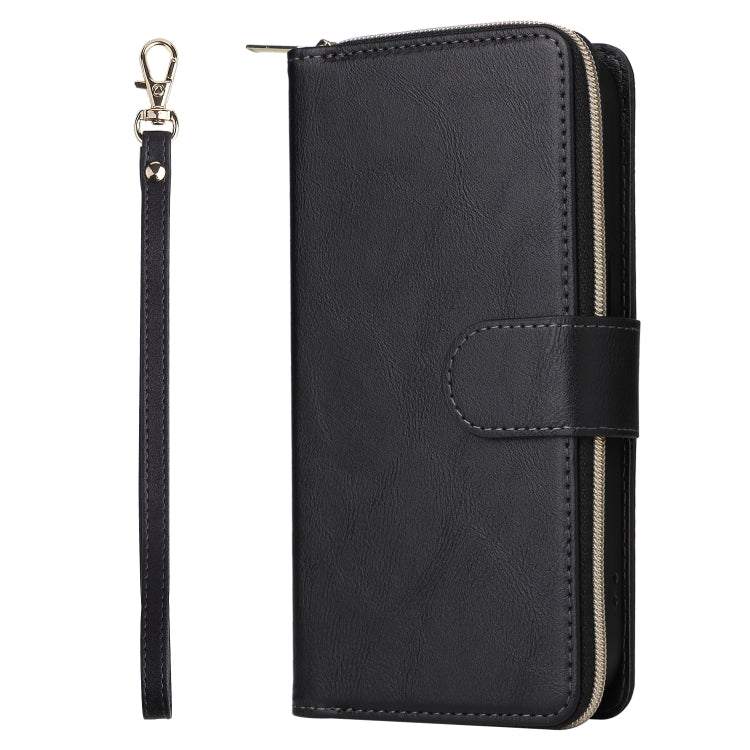For iPhone 14 Pro 9 Card Slots Zipper Wallet Bag Leather Phone Case