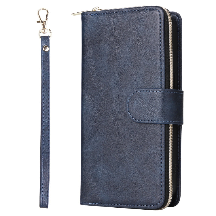 For iPhone 14 Pro 9 Card Slots Zipper Wallet Bag Leather Phone Case