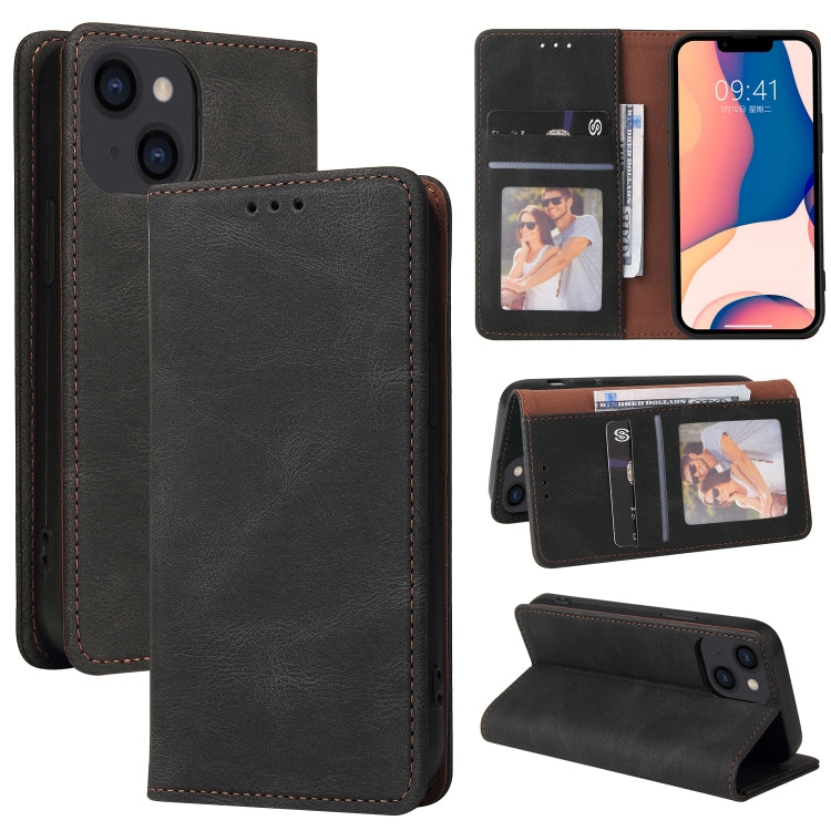 For iPhone 14 Simple Suction Closure Horizontal Flip Leather Case