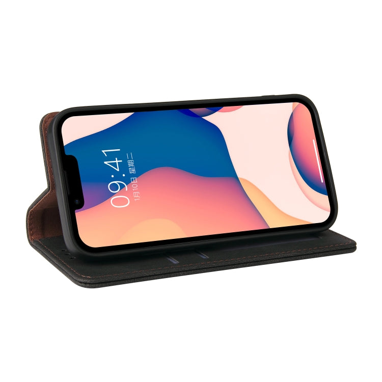 For iPhone 14 Simple Suction Closure Horizontal Flip Leather Case