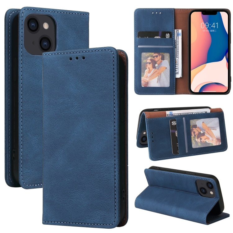 For iPhone 14 Simple Suction Closure Horizontal Flip Leather Case