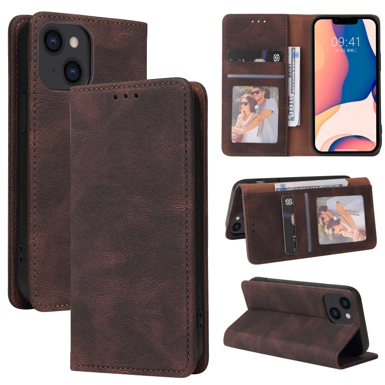 For iPhone 14 Simple Suction Closure Horizontal Flip Leather Case