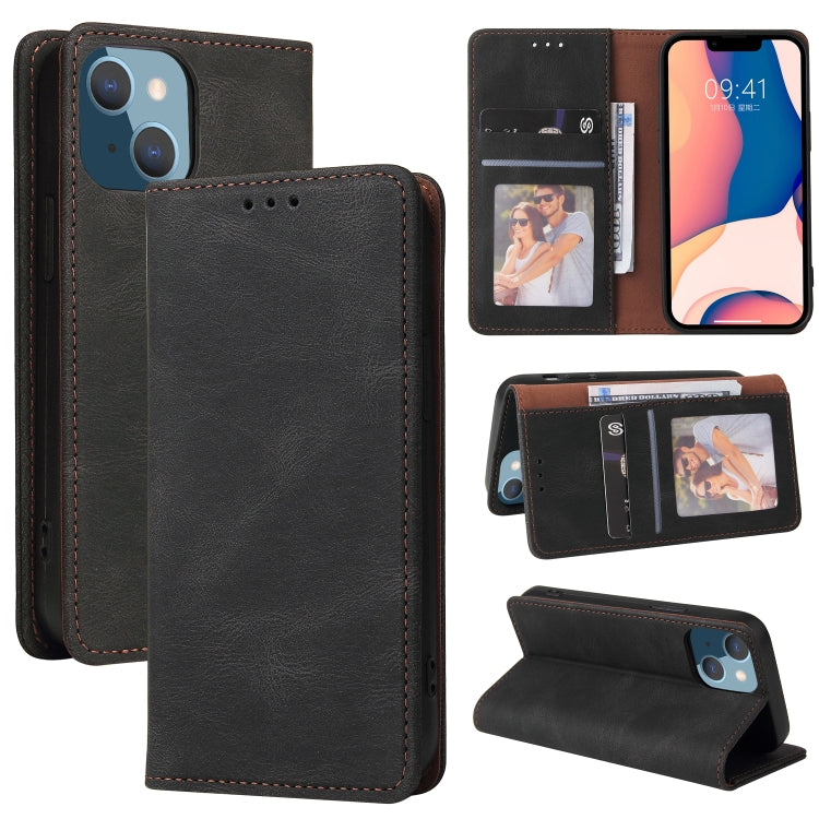 For iPhone 14 Plus Simple Suction Closure Horizontal Flip Leather Case
